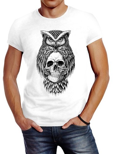 Herren shirt eule totenkopf - herren, t-shirt