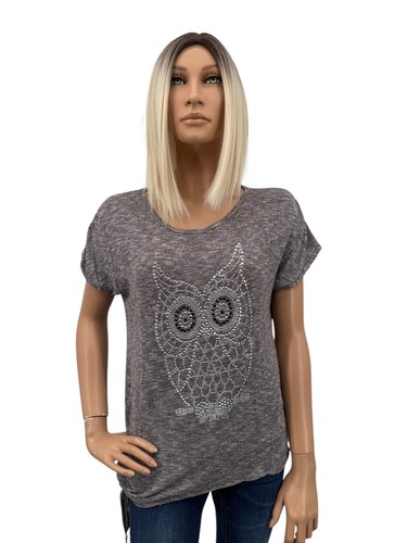 Shirt grau silber eule - t-shirt,