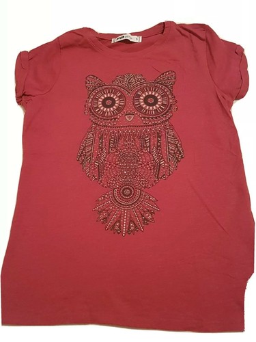 Shirt rot eule mit strass - t-shirt,