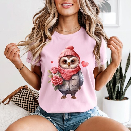 Süß eule damen shirt rosa - eule,