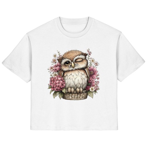 Damen shirt eule mit blumen - eule,