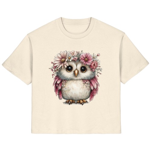 Shirt eule mit - mit, blumenkranz