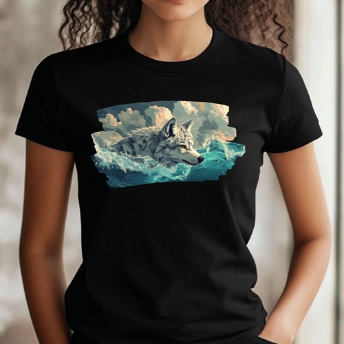 Frauen shirt wolf - t-shirt, schwimmt