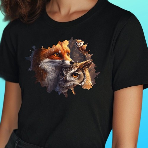 Frauen shirt fuchs und eule - t-shirt,