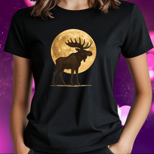 Frauen shirt elch mit mond - t-shirt,