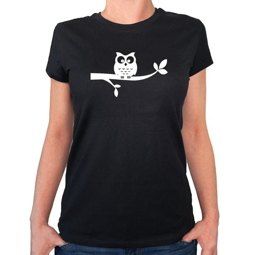Damen shirt eule auf ast - t-shirt,