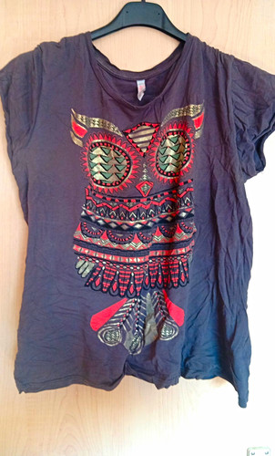 Damen shirt grau eulen - damen, eulen-print