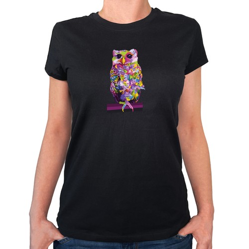 Damen shirt eule - eule, colorful