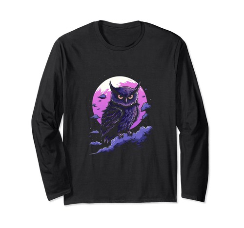 Gothic langarmshirt eule nacht - gothic,